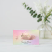 Modern Elegant Gold Lotus Brush Stroke Hologrphic Visitekaartje (Staand voorkant)
