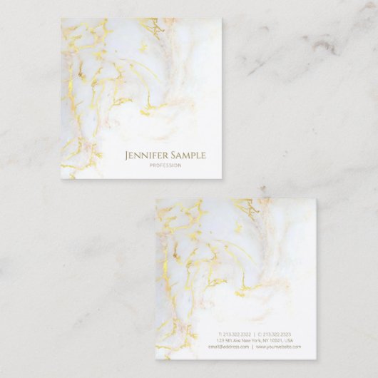 Modern Elegant Gold Marble Luxury Sjabloon Golden Vierkante Visitekaartje (Voorkant / Achterkant)