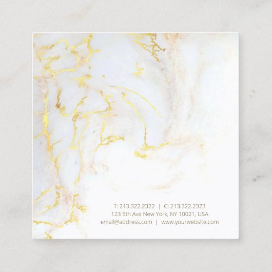 Modern Elegant Gold Marble Luxury Sjabloon Golden Vierkante Visitekaartje (Achterkant)