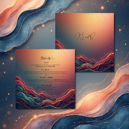 Modern Elegant Gold Marble Navy Terracotta Wedding Informatiekaartje