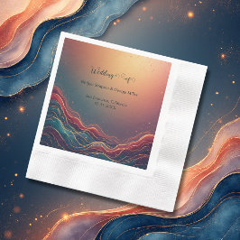 Modern Elegant Gold Marble Navy Terracotta Wedding Servet