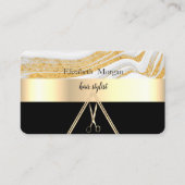 Modern Elegant Gold Marble Stone Black, schaar Visitekaartje (Voorkant)