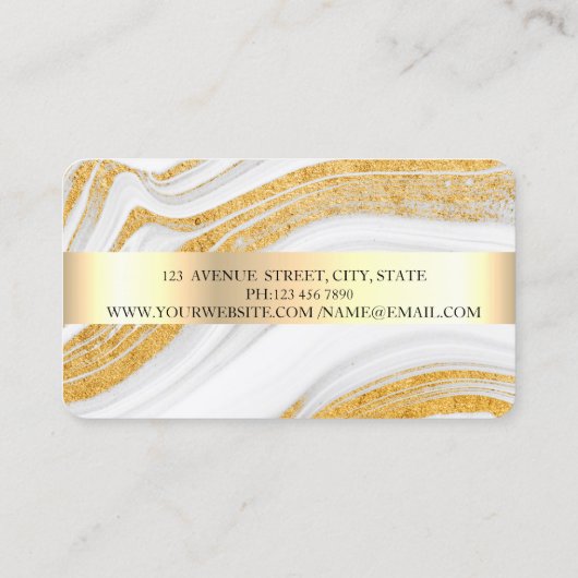 Modern Elegant Gold Marble Stone Black, schaar Visitekaartje (Achterkant)