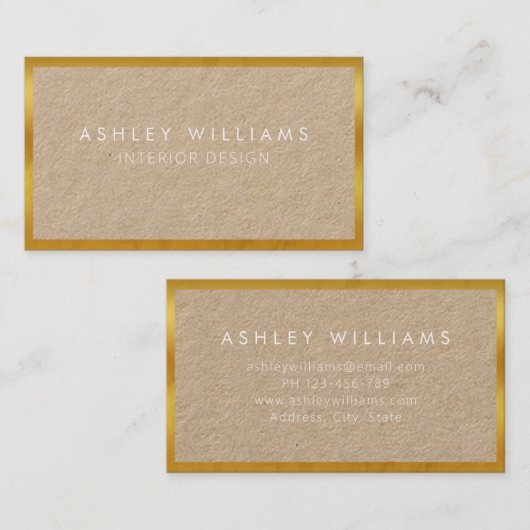 Modern Elegant Gold Minimalist Kraft Visitekaartje (Voorkant / Achterkant)