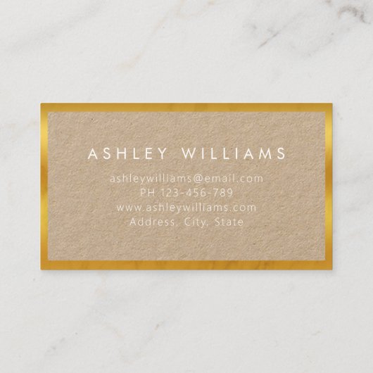 Modern Elegant Gold Minimalist Kraft Visitekaartje (Achterkant)