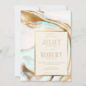 Modern Elegant Gold Mint Green Marble Wedding Kaart (Voorkant)