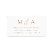 Modern Elegant Gold Monogram Return Address Etiket (Voorkant)