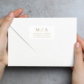 Modern Elegant Gold Monogram Return Address Etiket
