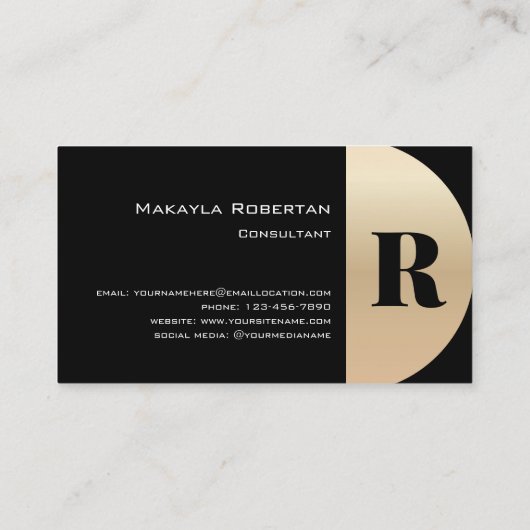 Modern Elegant Gold Monogram Visitekaartje (Achterkant)