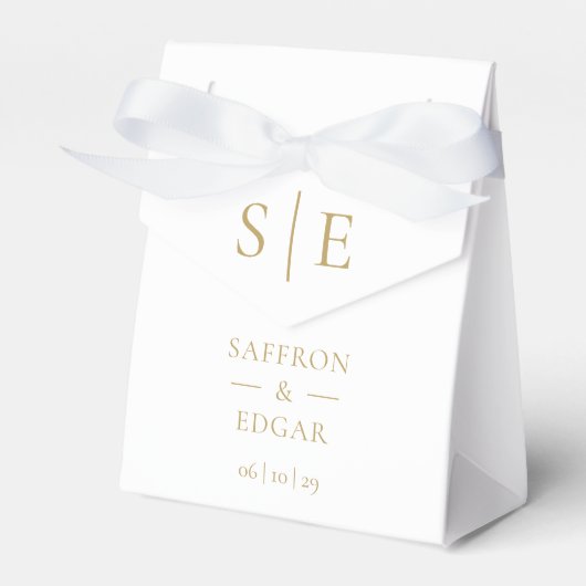 Modern Elegant Gold Monogram Weddenschap Bedankdoosjes (Voorkant Zijde)