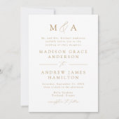 Modern Elegant Gold Monogram Weddenschap Kaart (Voorkant)