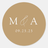 Modern Elegant Gold Monogram Weddenschap Ronde Sticker (Voorkant)