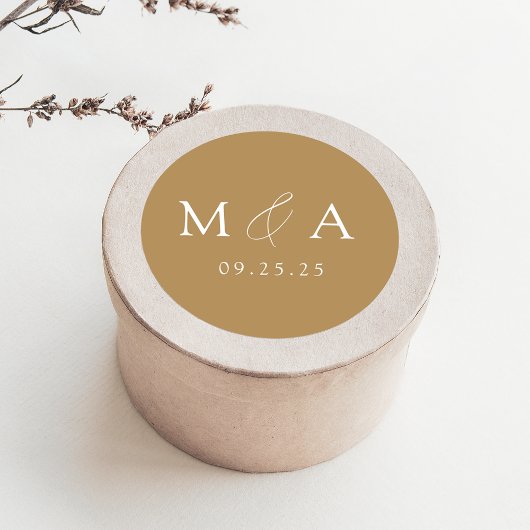 Modern Elegant Gold Monogram Weddenschap Ronde Sticker