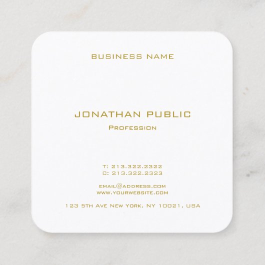 Modern Elegant Gold Monogrammed Luxury Sjabloon Vierkante Visitekaartje (Achterkant)