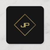 Modern Elegant Gold Monogrammed Luxury Sjabloon Vierkante Visitekaartje (Voorkant)