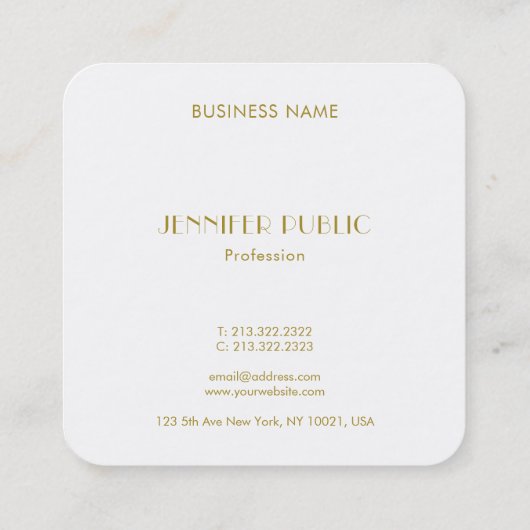 Modern Elegant Gold Monogrammed Luxury Sjabloon Vierkante Visitekaartje (Achterkant)