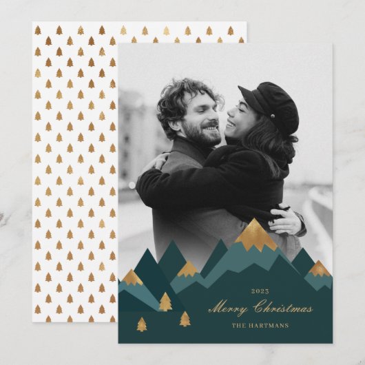 Modern Elegant Gold Mountains Feestdagenkaart (Voorkant / Achterkant)