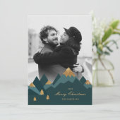 Modern Elegant Gold Mountains Feestdagenkaart (Staand voorkant)