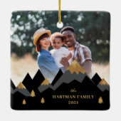 Modern Elegant Gold Mountains Keramisch Ornament (Achterkant)