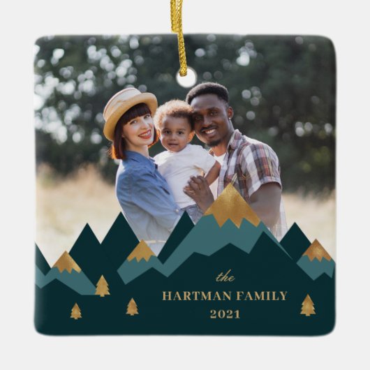 Modern Elegant Gold Mountains Keramisch Ornament (Voorkant)