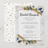 Modern Elegant Gold Navy Bridal Brunch Menu (Voorkant / Achterkant)