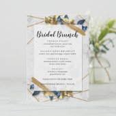 Modern Elegant Gold Navy Bridal Brunch Menu (Staand voorkant)