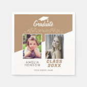 Modern Elegant Gold Ornament 2 foto Afstuderen Servet (Voorkant)