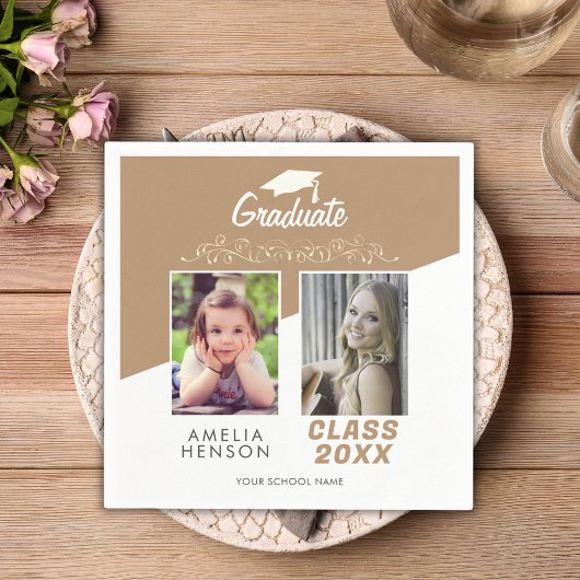 Modern Elegant Gold Ornament 2 foto Afstuderen Servet