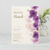 Modern Elegant Gold Paarse Orchids Bridal Brunch Kaart (Staand voorkant)