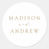 Modern Elegant Gold Personalized Wedding Ronde Sticker (Voorkant)