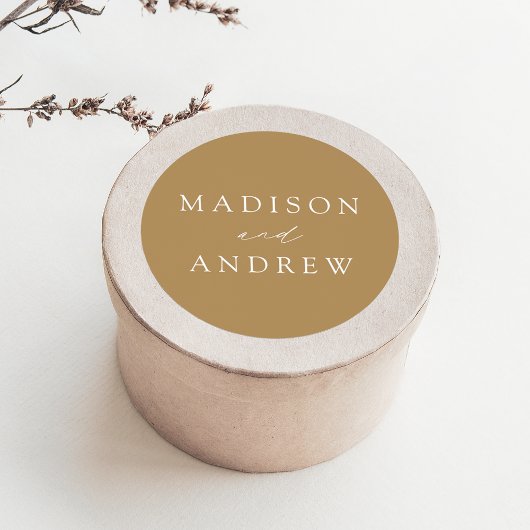 Modern Elegant Gold Personalized Wedding Ronde Sticker