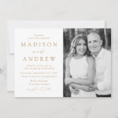 Modern Elegant Gold Photo Wedding Kaart (Voorkant)