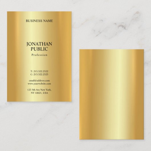 Modern Elegant Gold Professionele Trendy Sjabloon Visitekaartje (Voorkant / Achterkant)