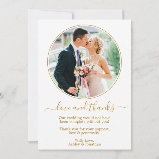 Modern Elegant Gold Round Photo Lijst Wedding Bedankkaart (Voorkant)