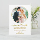 Modern Elegant Gold Round Photo Lijst Wedding Bedankkaart (Staand voorkant)