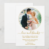 Modern Elegant Gold Round Photo Lijst Wedding Bedankkaart (Voorkant / Achterkant)