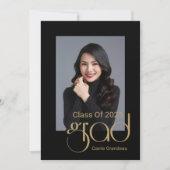 Modern Elegant Gold Script 4Photo Graduation Party Kaart (Voorkant)