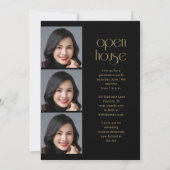 Modern Elegant Gold Script 4Photo Graduation Party Kaart (Achterkant)