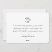 Modern Elegant Gold Script Christmas Business Logo Feestdagenkaart (Achterkant)