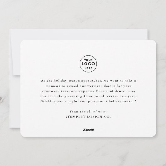 Modern Elegant Gold Script Christmas Business Logo Feestdagenkaart (Achterkant)