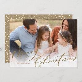 Modern Elegant Gold Script Merry Kerstmis Feestdagenkaart