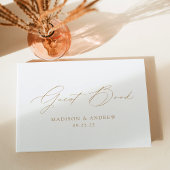 Modern Elegant Gold Script Photo Wedding Gastenboek