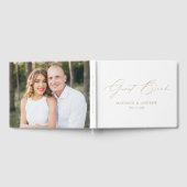 Modern Elegant Gold Script Photo Wedding Gastenboek (Volledig)