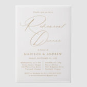 Modern Elegant Gold Script repetitie diner Vellum Uitnodigingen (Voorkant)