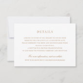 Modern Elegant Gold Script Wedding Details Invoege Kaart (Voorkant)