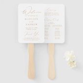 Modern Elegant Gold Script Wedding Program Handwaaier (Voorkant en achterkant)