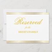 Modern Elegant Gold Script Wedding Reserved Sign (Achterkant)