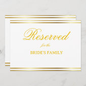 Modern Elegant Gold Script Wedding Reserved Sign (Voorkant / Achterkant)
