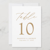 Modern Elegant Gold Script Wedding Table Number (Voorkant)