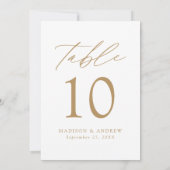 Modern Elegant Gold Script Wedding Table Number (Achterkant)